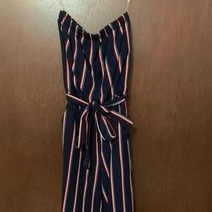 Size S Strapless Navy/Red/White Stripe Romper
